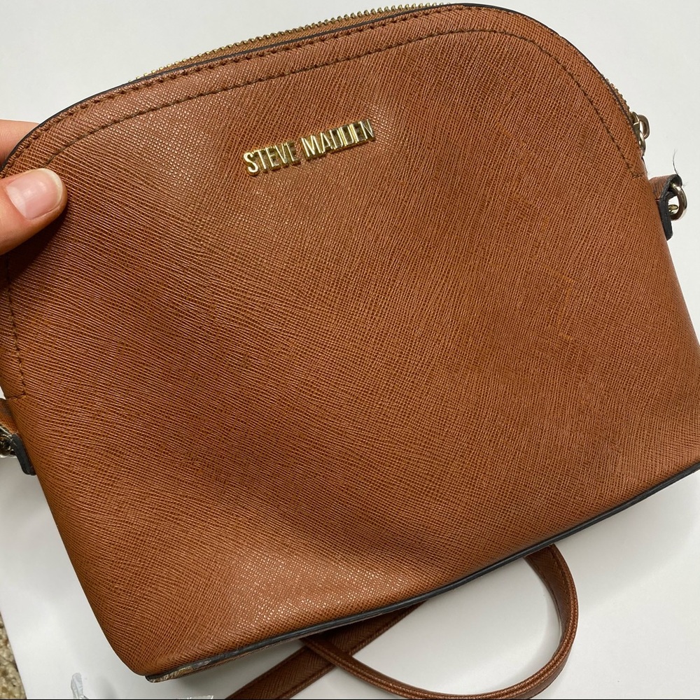 Steve Madden Brown Leather Gold Crossbody Bag